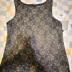 NWT Donna Ricco Black and Gold Metallic Floral Evening Midi Dress size 14